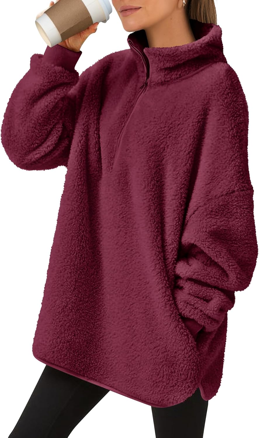 Cozy Women's Sweatshirt Sherpa Fuzzy Fleece Zip Up Hoodies