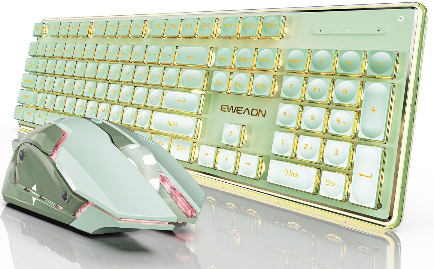 Silent Rechargeable Backlit Keyboard Combo - Green