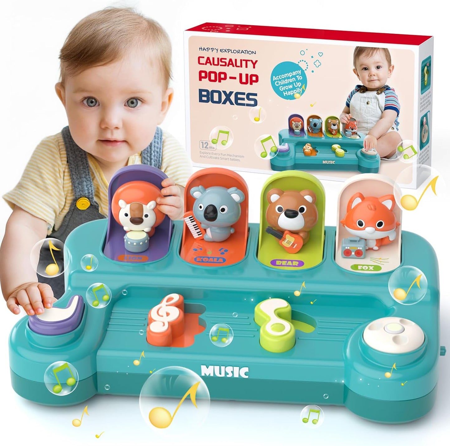 Musical Pop-Up Montessori Toy for 1 Year Olds