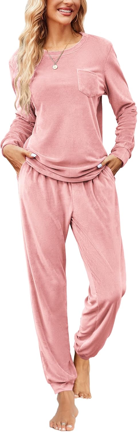 Ekouaer Womens Pajamas Sets Long Sleeve Soft Sleepwear Pjs