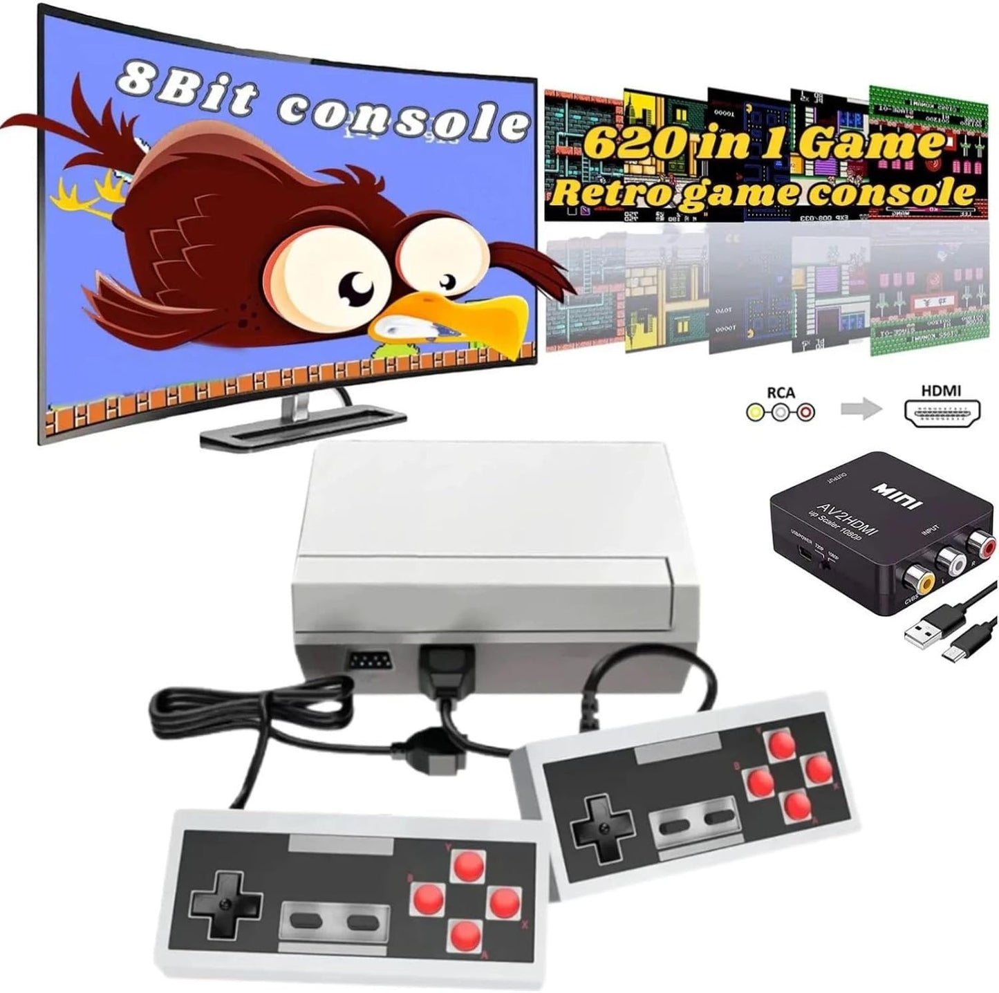 Retro Game Console with 620 Video Games for Endless Fun
