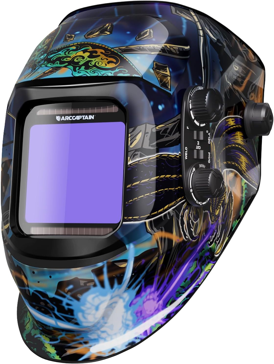 ARCCAPTAIN Godzilla Welding Helmet: Large True Color View, Solar Powered