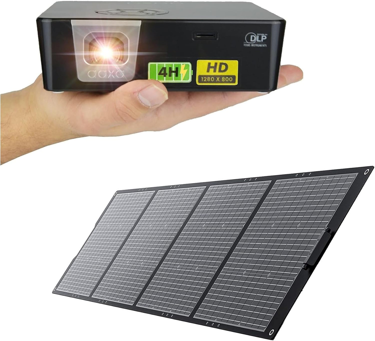 Portable Solar Mini Projector 1000 Lm WiFi/Bluetooth