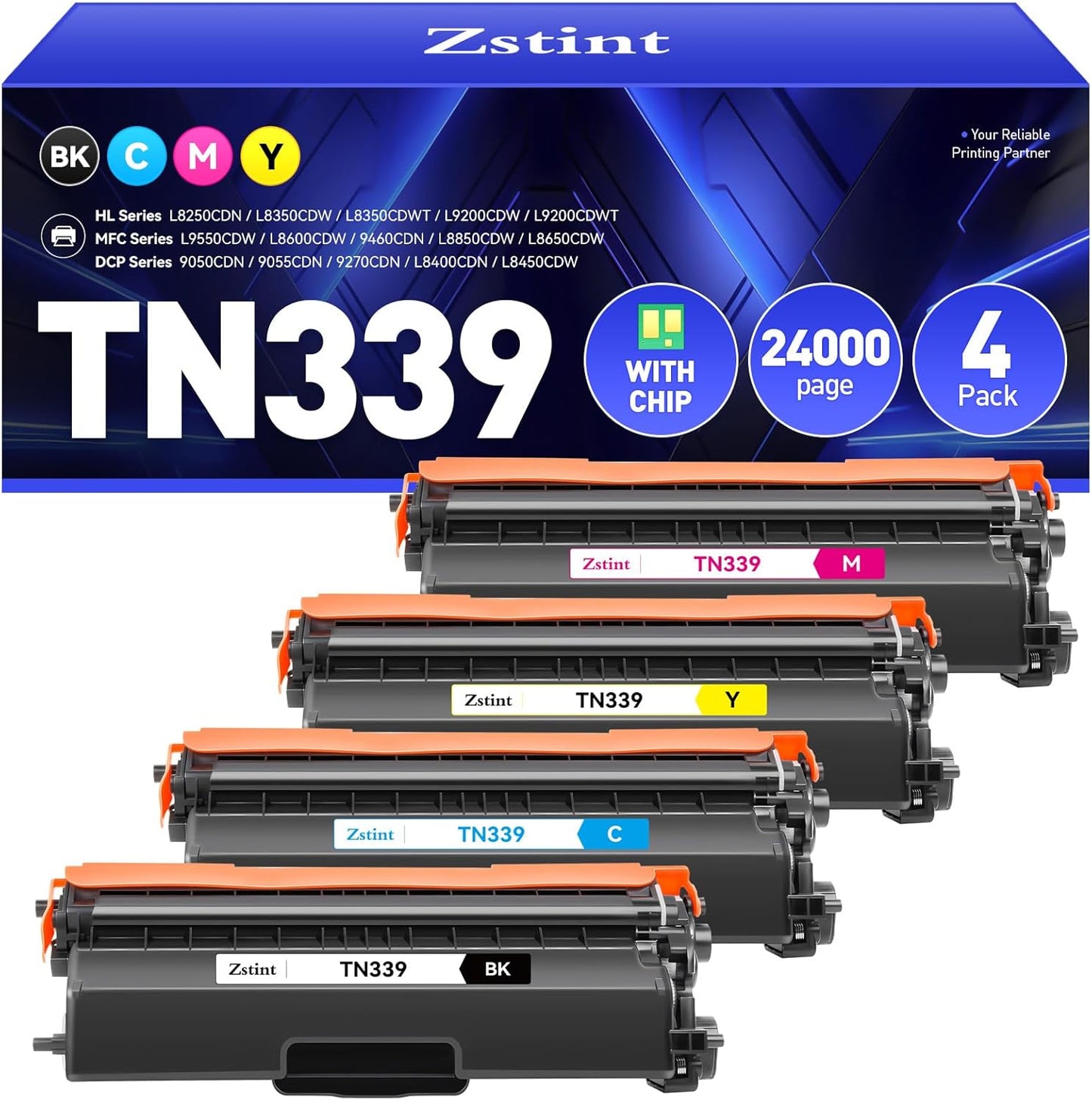 TN339 Toner Cartridge Set 4-Pack for Brother Printers