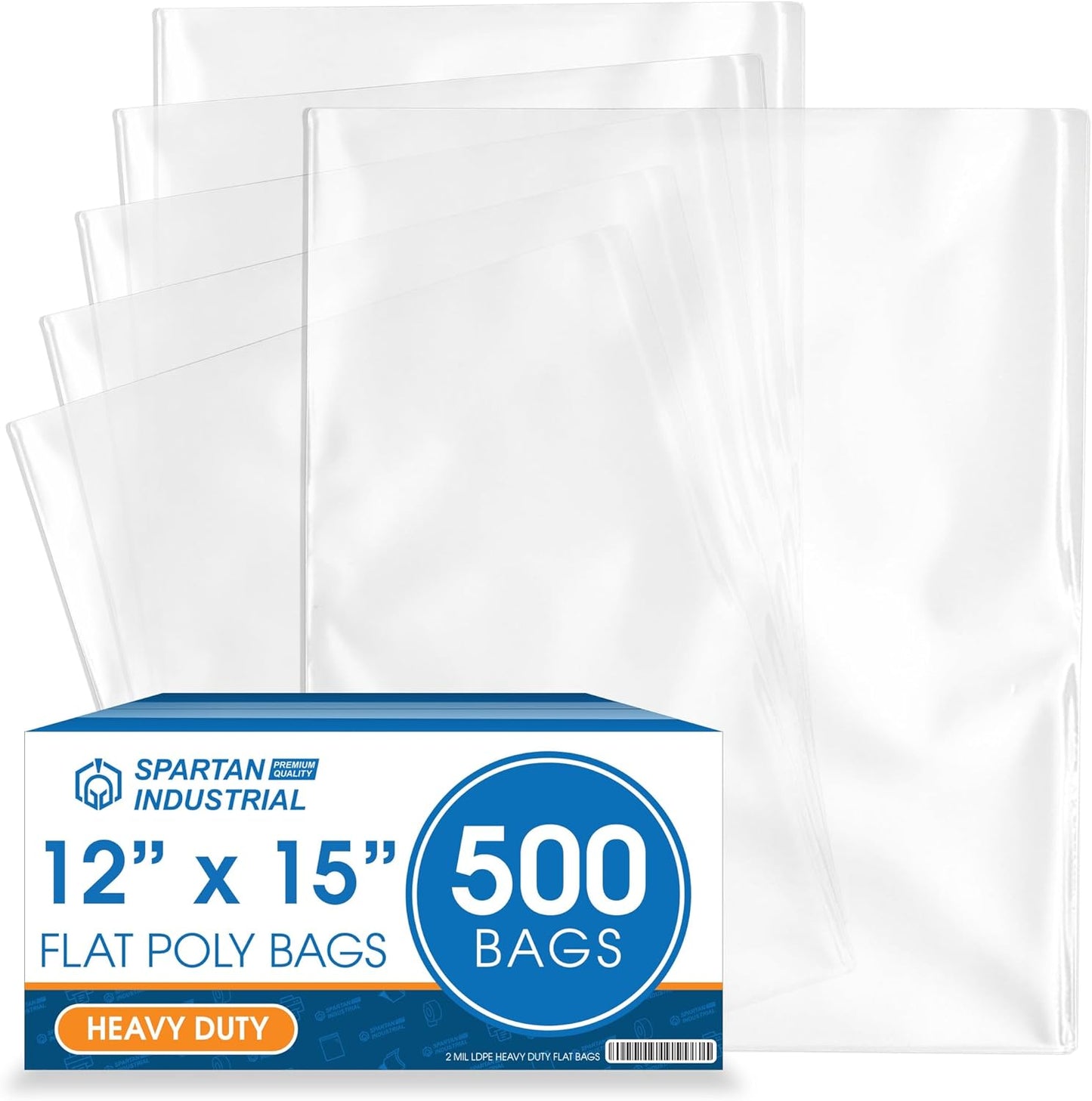 Spartan Industrial 12 X 15 Heavy Duty Clear Plastic Bags 500 Count