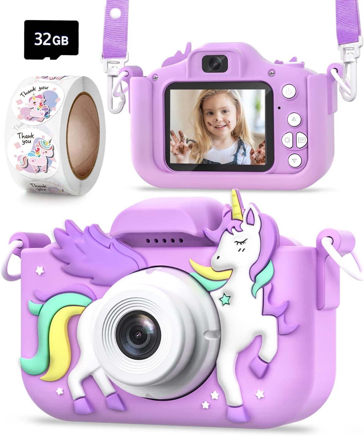 Seckton Kids Camera: Creative Gift for Girls 3-8 - 32GB SD Card