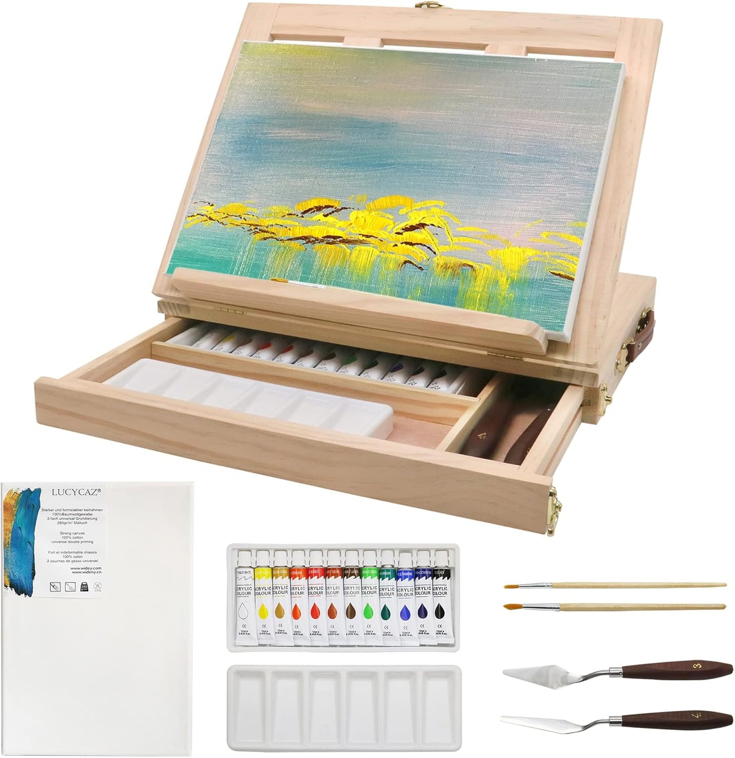 LUCYCAZ Art Easel for Painting - Perfect Tabletop Set for Kids