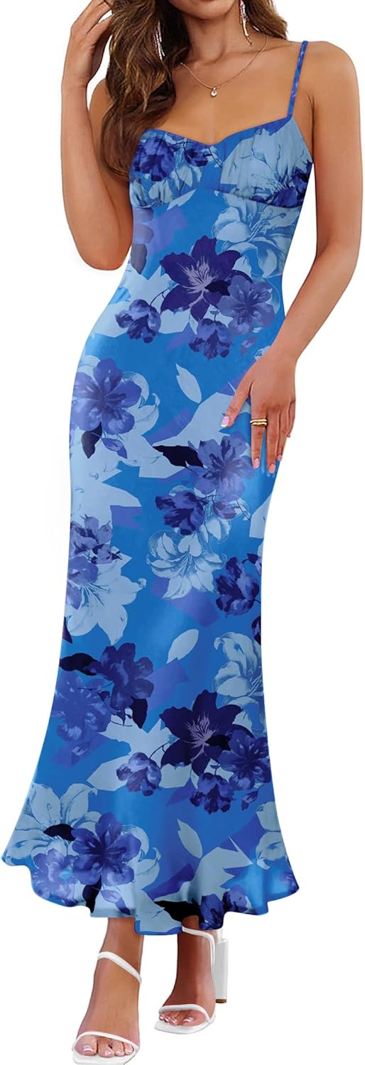 ZESICA Womens Summer Floral Spaghetti Straps Maxi Dress Review