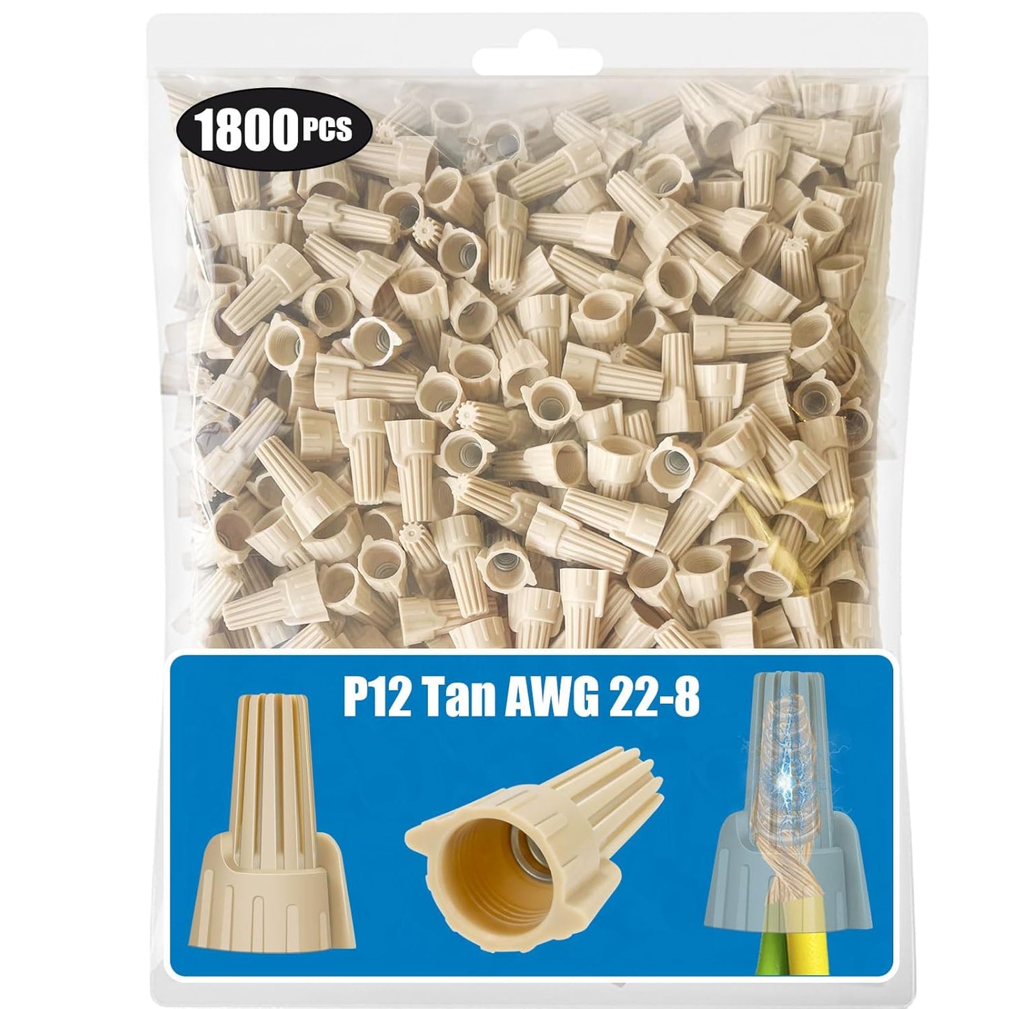 1800 PCS Winged Tan Wire Nuts for Easy Electrical Connections