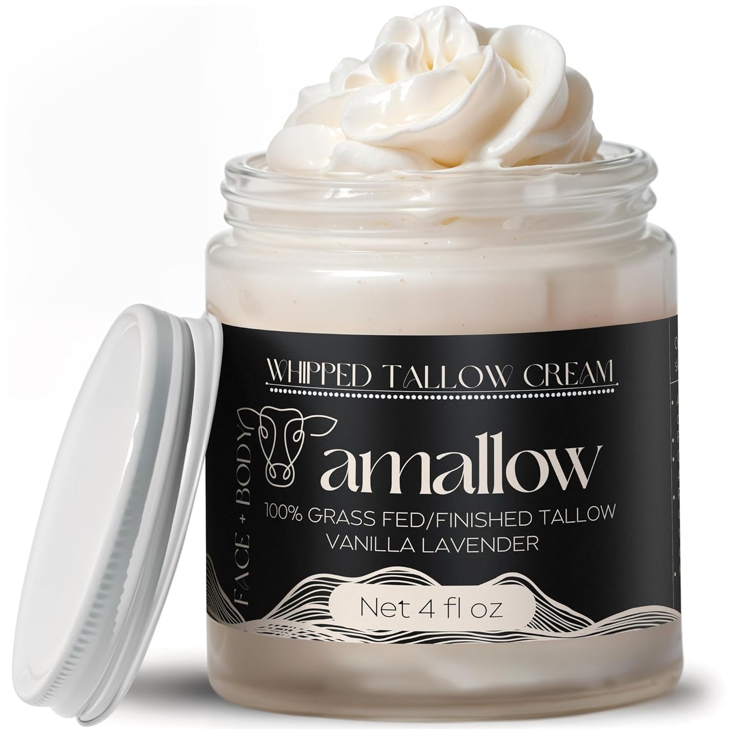100% Grass Fed Beef Tallow Whipped Moisturizer for Skin Care