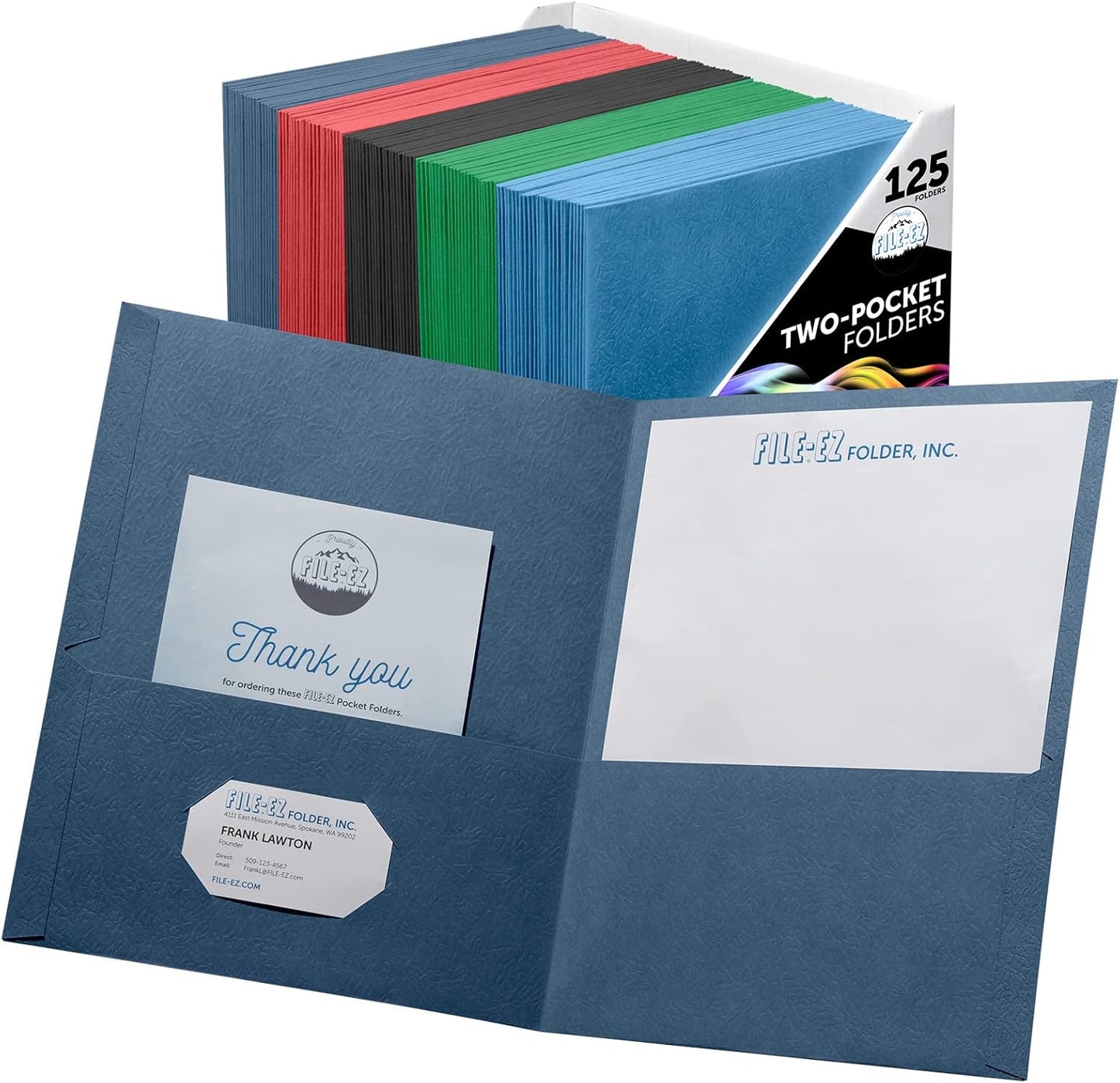 FILE-EZ Two-Pocket Folders for School, Home, and Business Use
