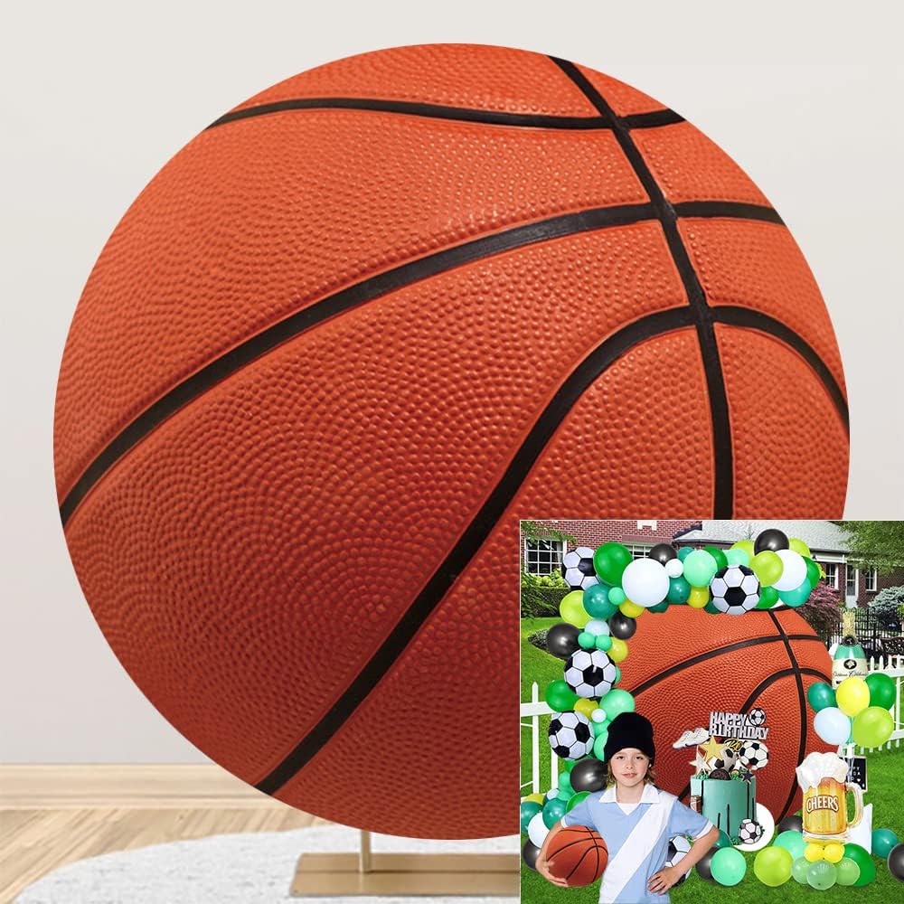7.5ft Brown Basketball Photo Round Backdrop for Parties
