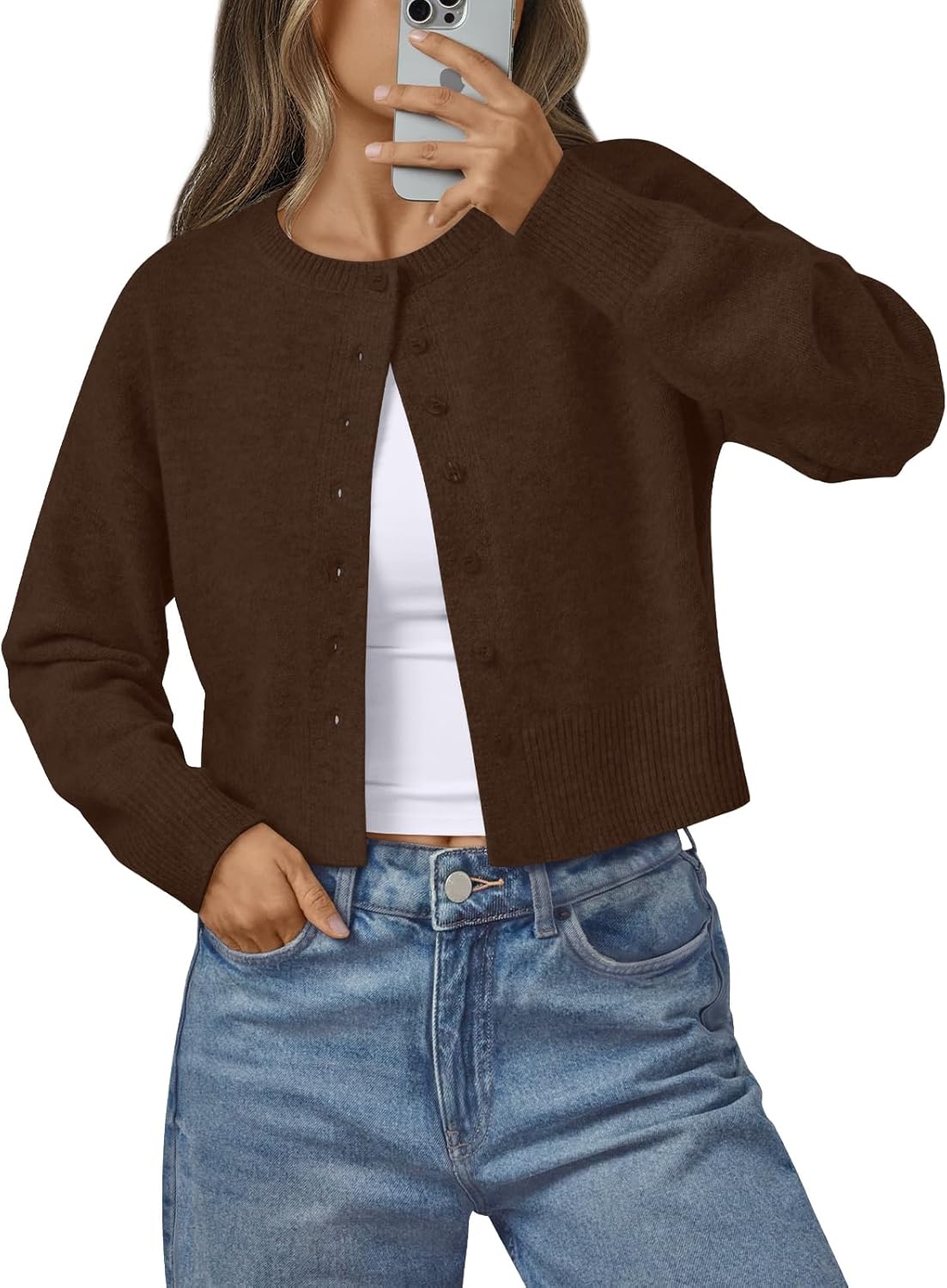 LILLUSORY Womens Cropped Cardigan Sweaters for Fall Fashion