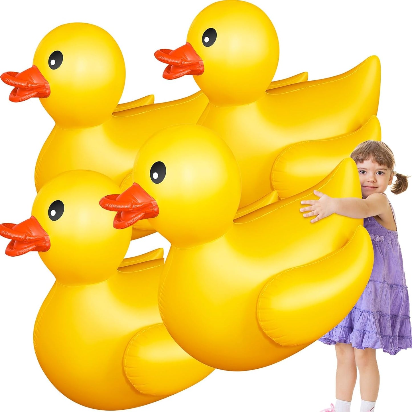 Hungdao 4 Pack 4 Feet Giant Inflatable Duck Pool Float