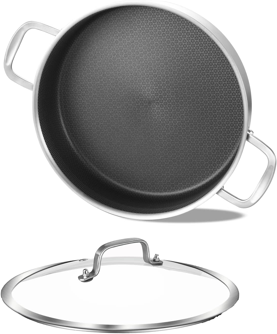 LOLykitch 3 QT Tri-Ply Stainless Steel Non-Stick Saute Pan