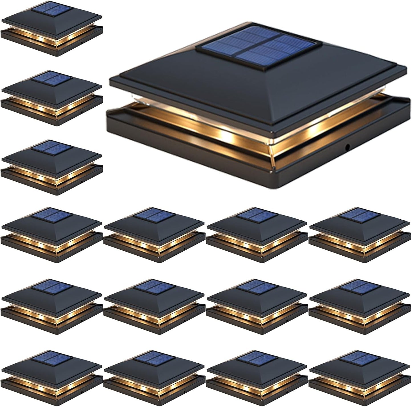 APONUO 16 Pack Solar Post Lights for 4x4 and 5x5 Posts