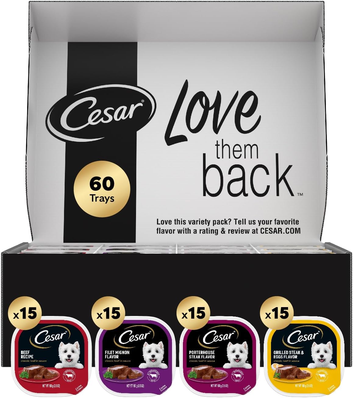 Cesar Wet Dog Food Classic Loaf Variety Pack for Dogs 60 Count