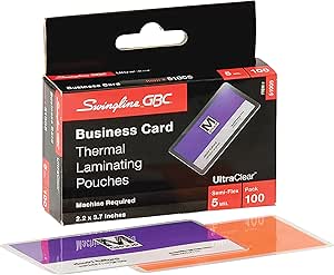 GBC Laminating Sheets for Business Cards - 100 Pack, 5 Mil