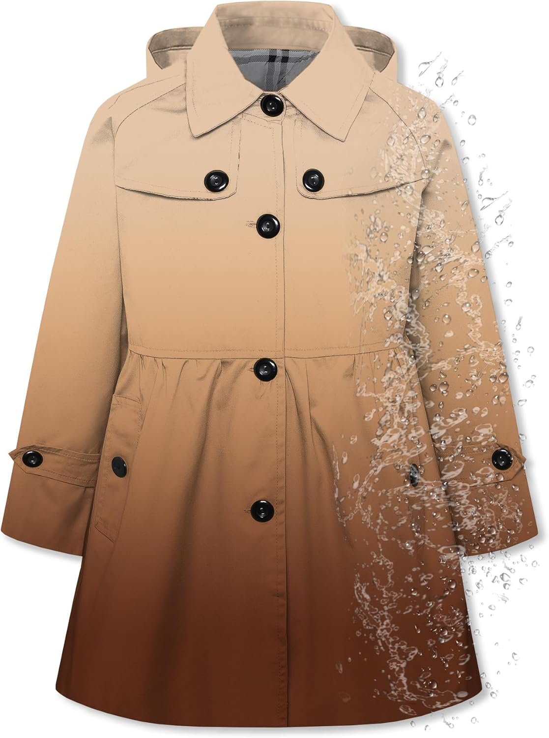 Betusline Girl's Rain Jackets Lightweight Waterproof Trench Coat