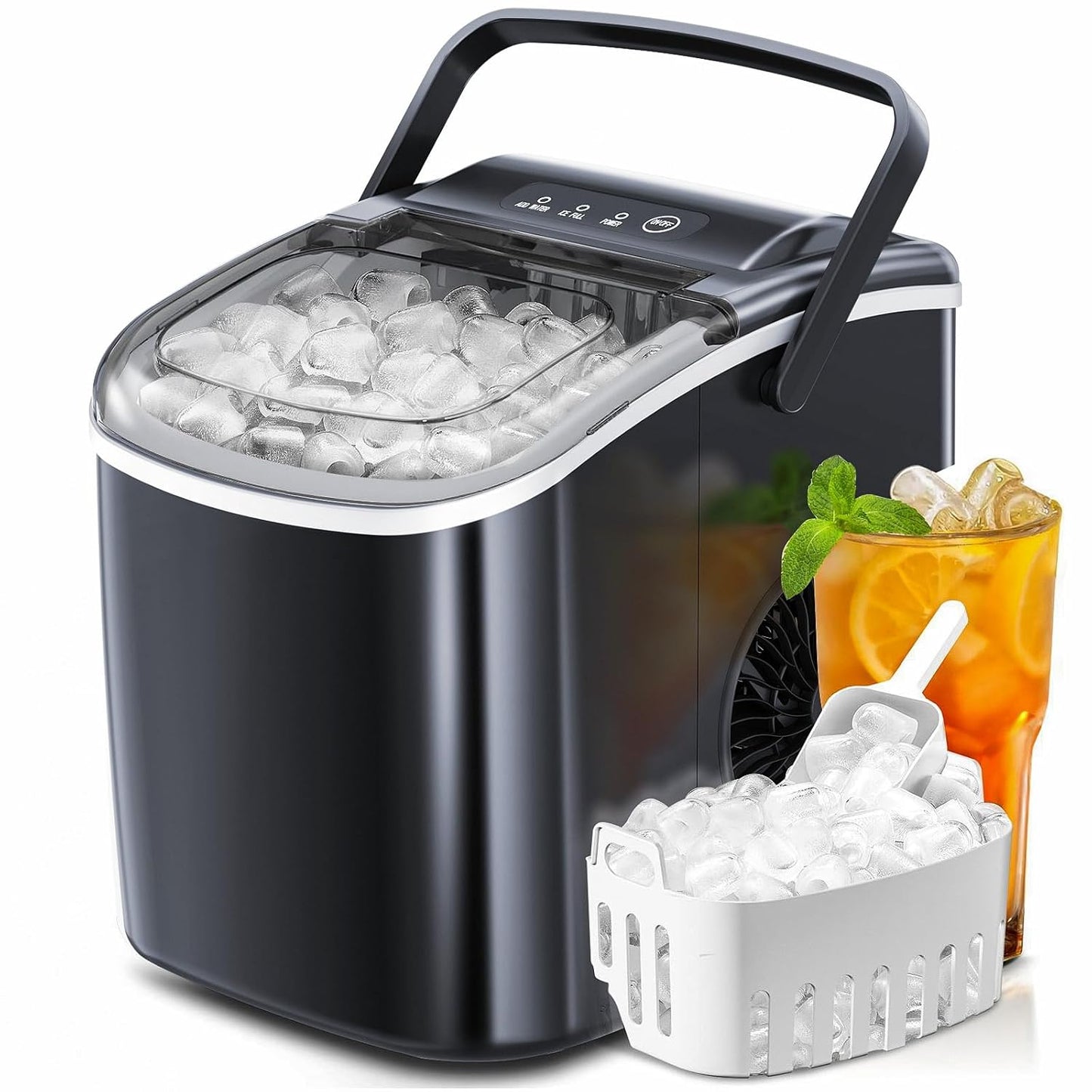 ZAFRO Self-Cleaning Ice Maker - 26.5lbs Daily, 6 Min Rapid Ice, Perfect for Home, Kitchen, Bar