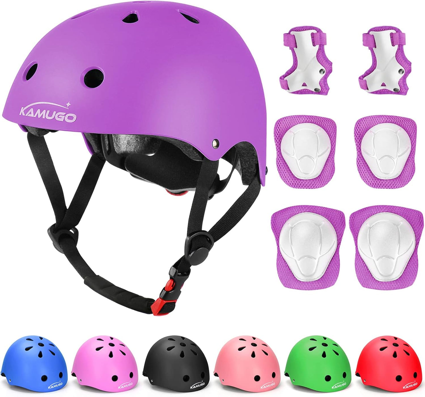KAMUGO Kids Adjustable Helmet & Protective Gear Set for Ages 2-8