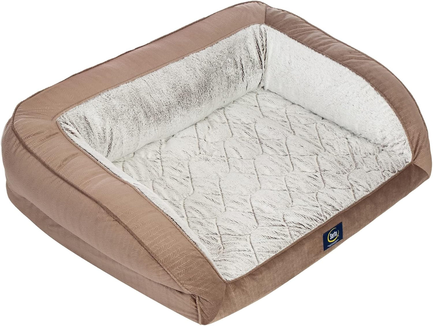 Serta Orthopedic Quilted Couch Dog Bed for Pets in Chocolate Brown