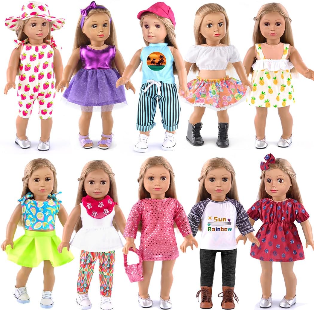 ebuddy 10 Sets 18 Inch Doll Clothes for Creative Playtime Fun