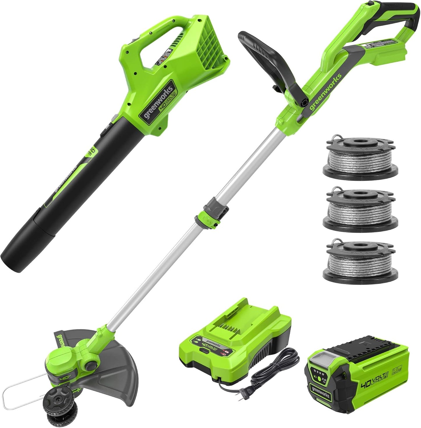 Greenworks 40V Cordless String Trimmer and Leaf Blower Combo Kit