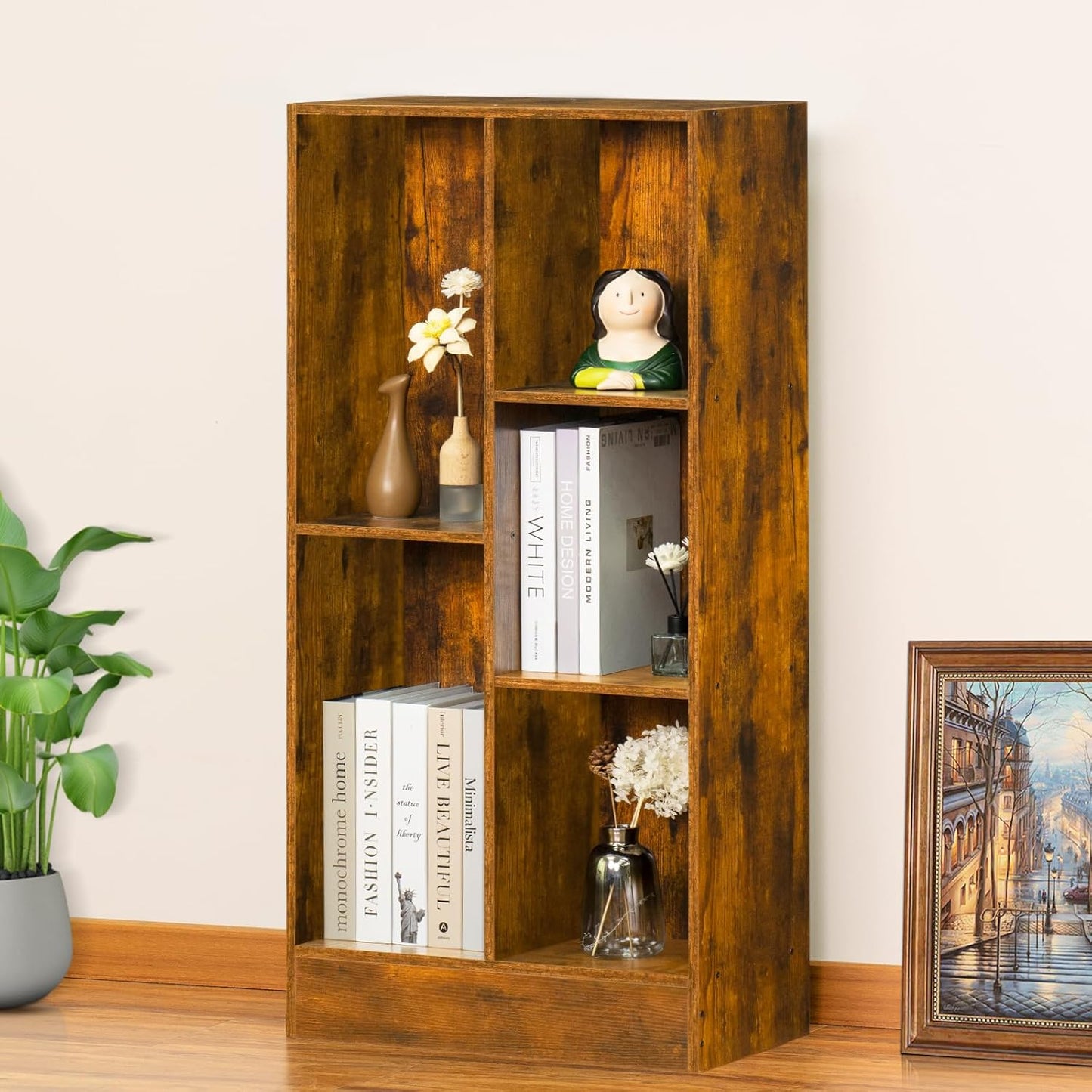 Mid-Century Modern Brown Wood Bookcase for Stylish Storage