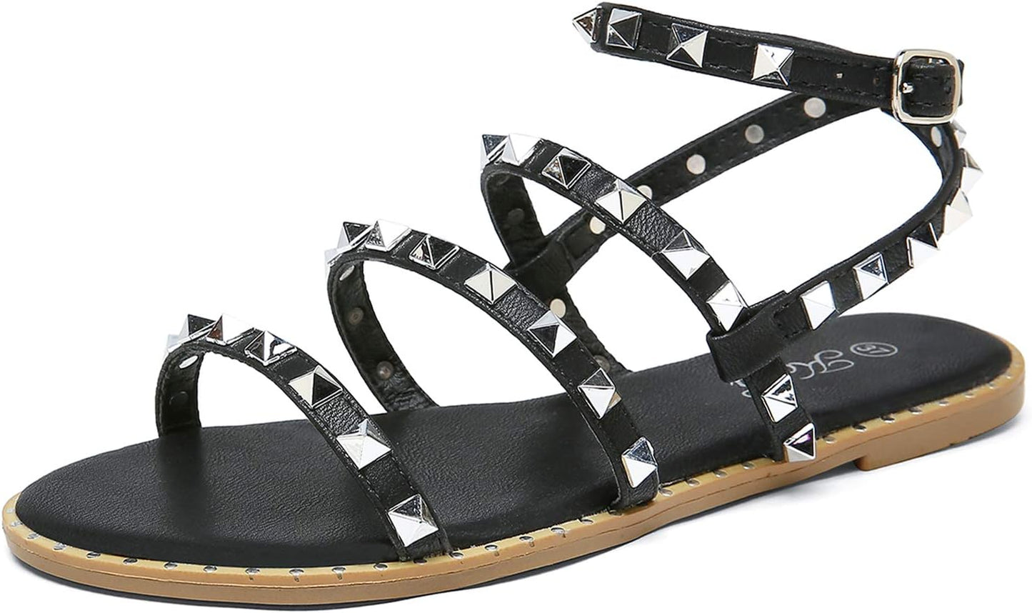 Stylish Women's Flat Sandals with Adjustable Ankle Strap