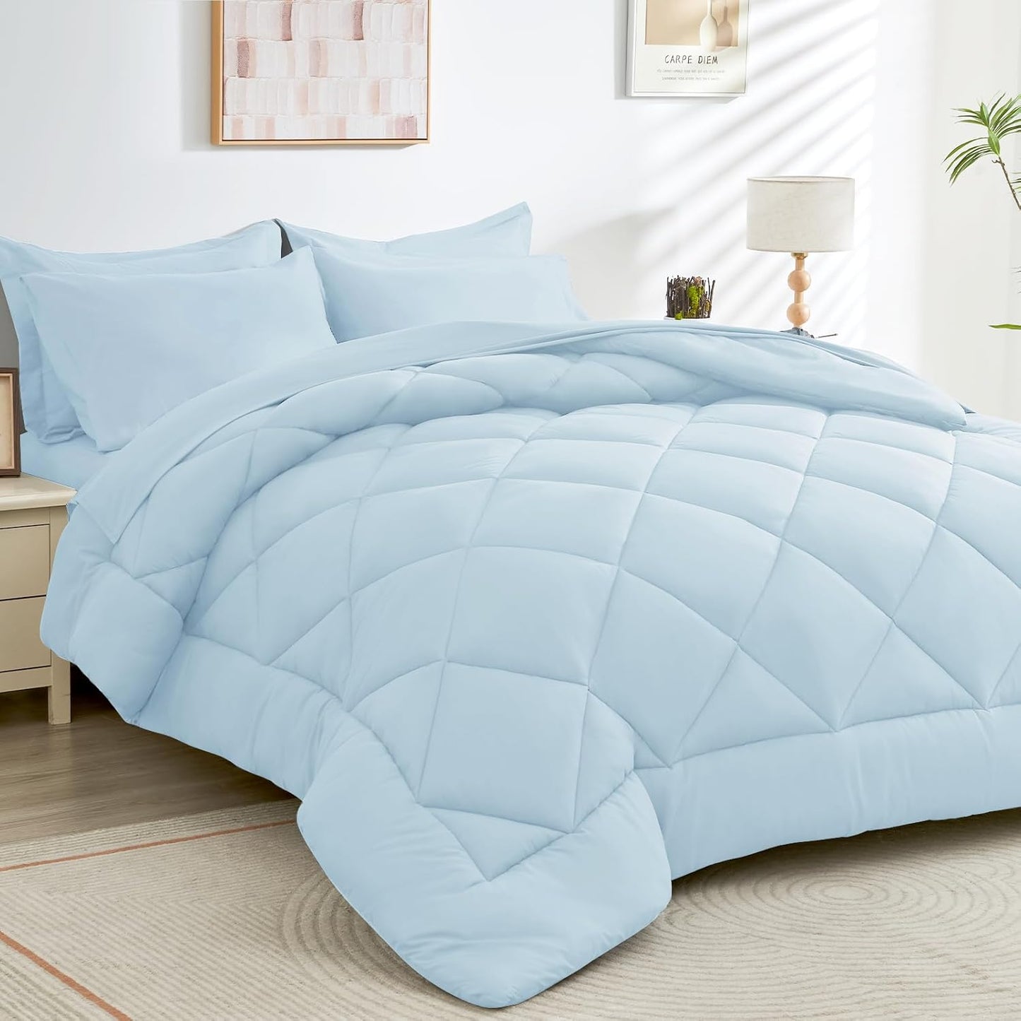 HEVUMYI King Comforter Set - Ultra Soft 7-Piece Bedding Set