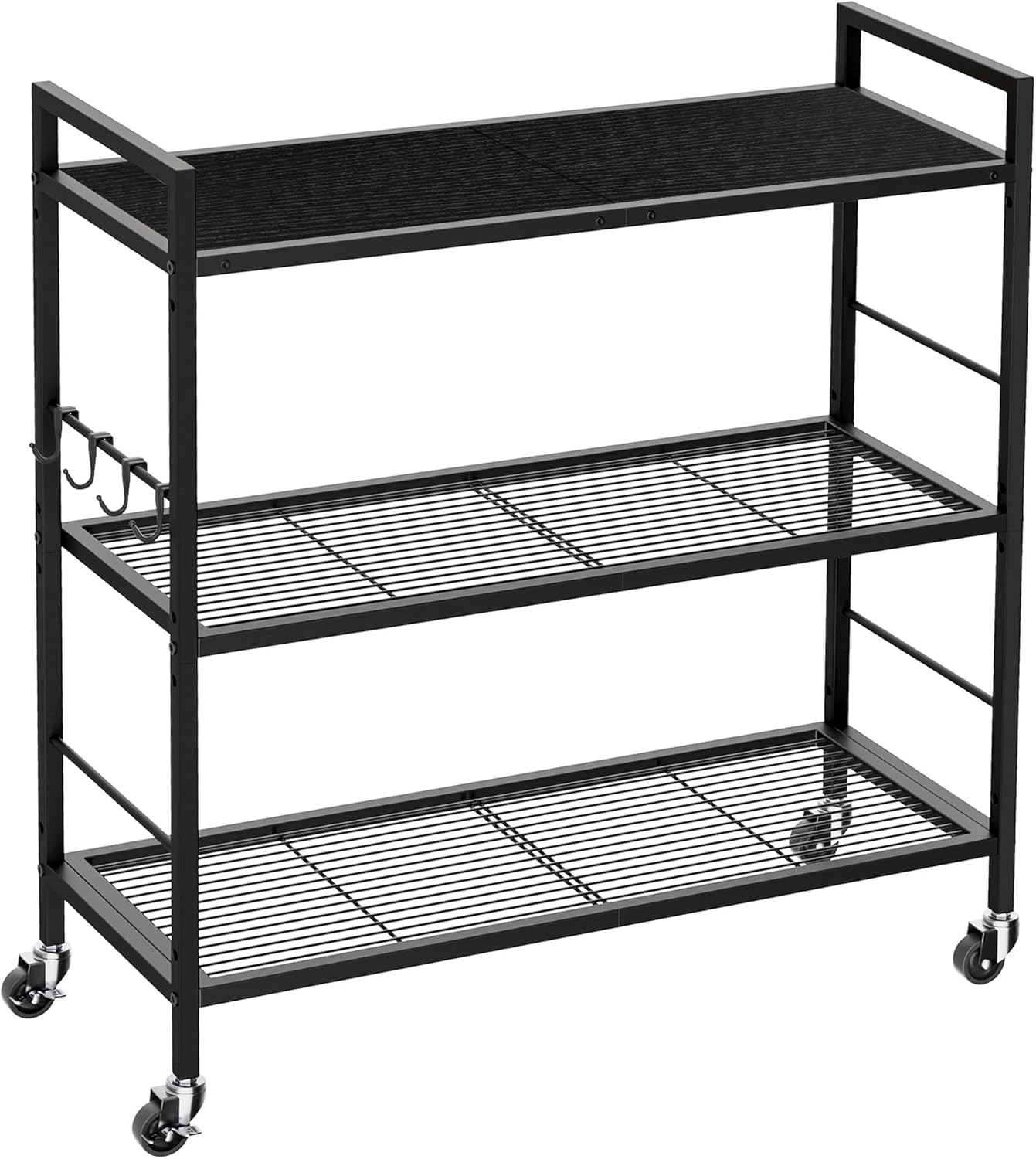 3-Tier Metal Storage Rack with Wheels for Kitchen and Laundry