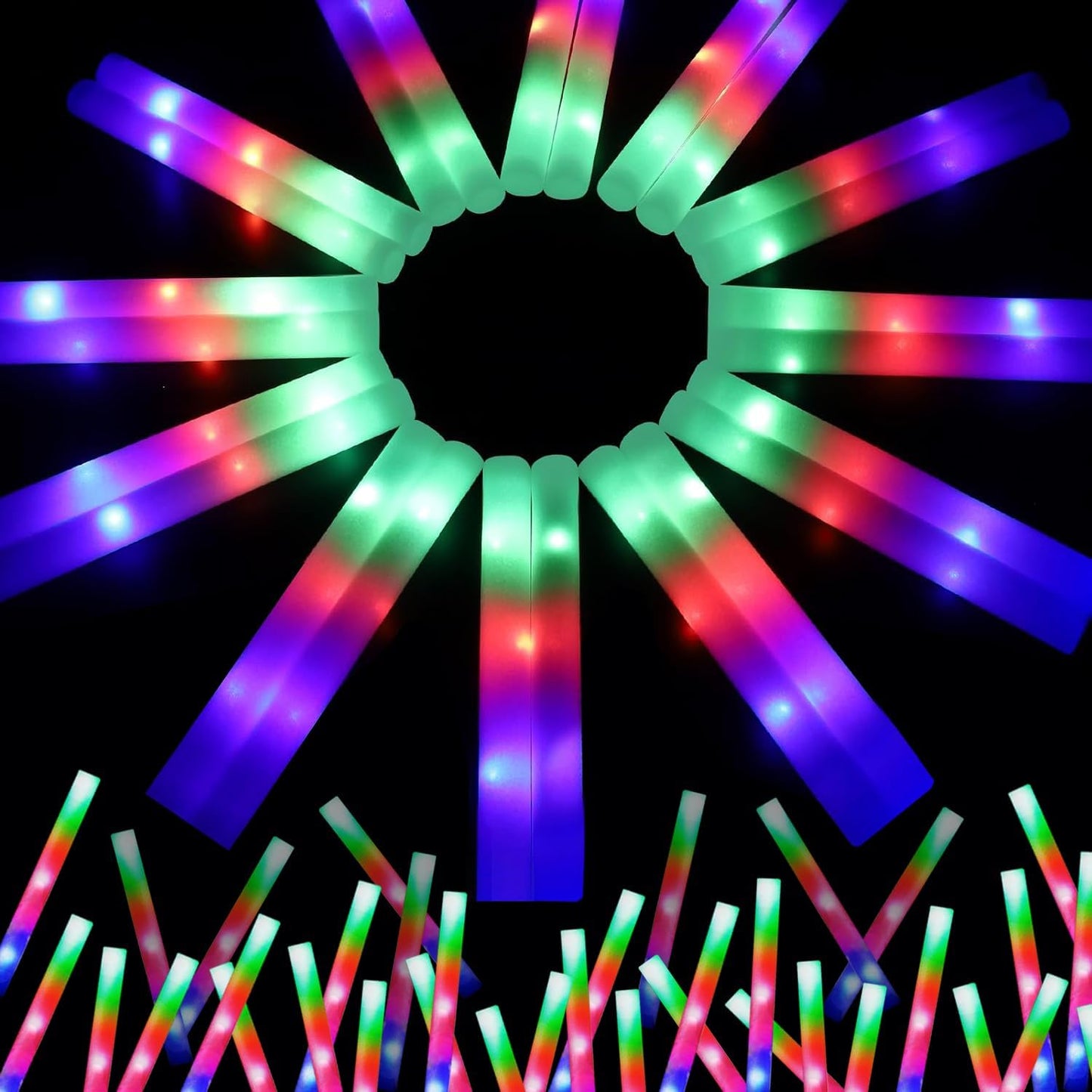 68 PCS LED Foam Glow Sticks for Colorful Party Fun