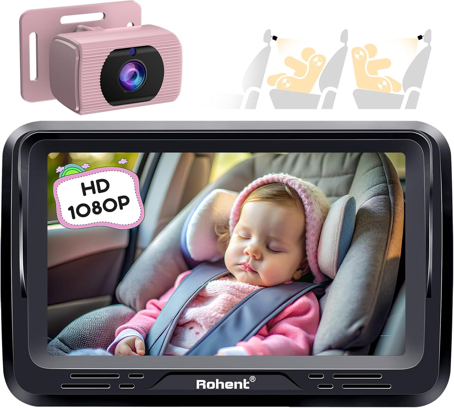 Rohent Pink Baby Car Camera - Clear Night Vision