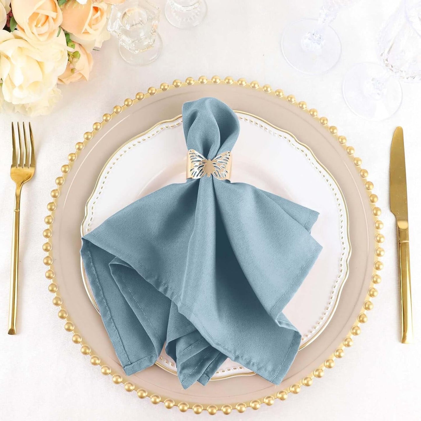 Elegant Dusty Blue Violet Cloth Napkins Set of 100 for Events