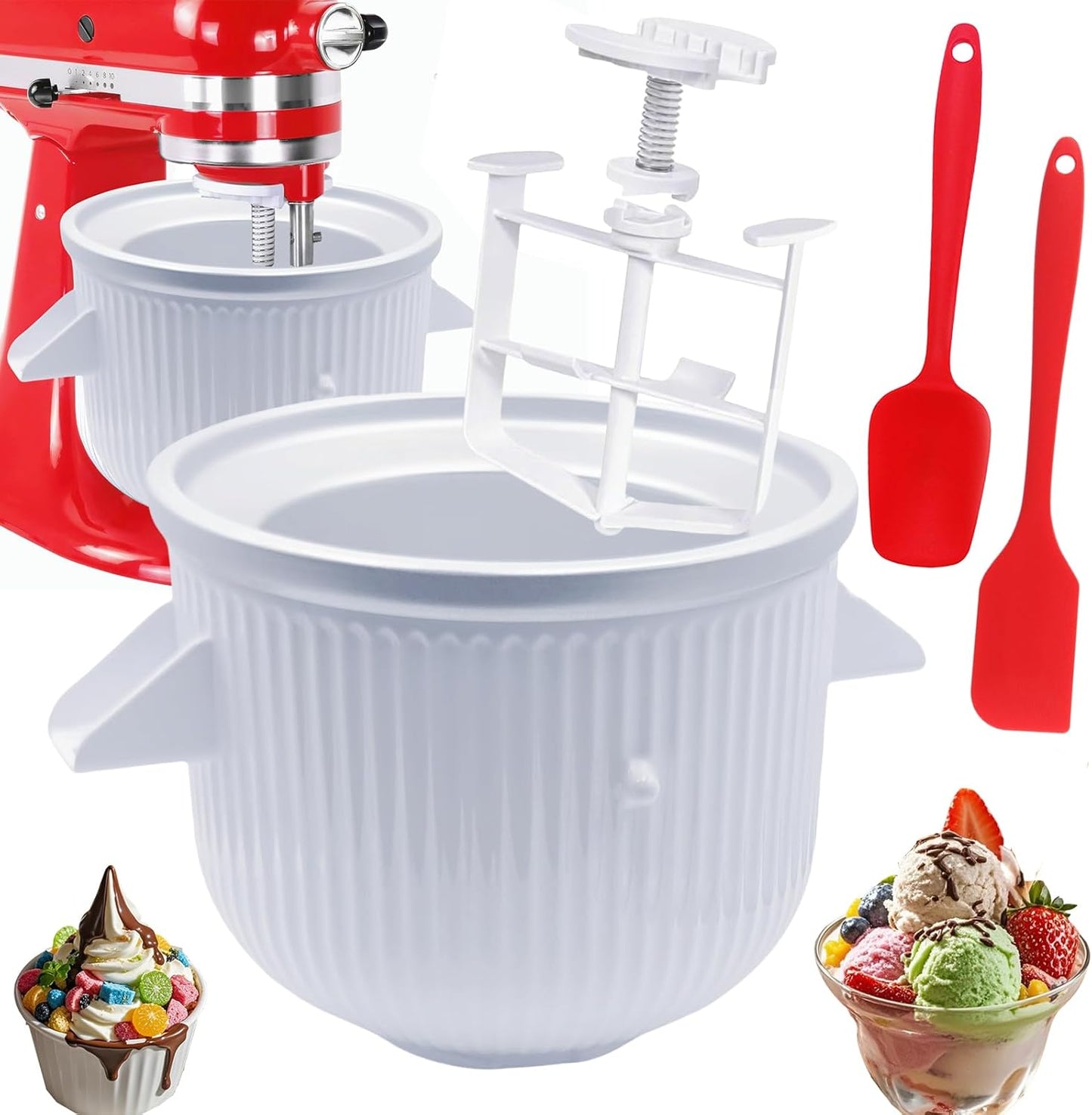 Ice Cream Maker Attachment for KitchenAid Stand Mixer 2 Quart