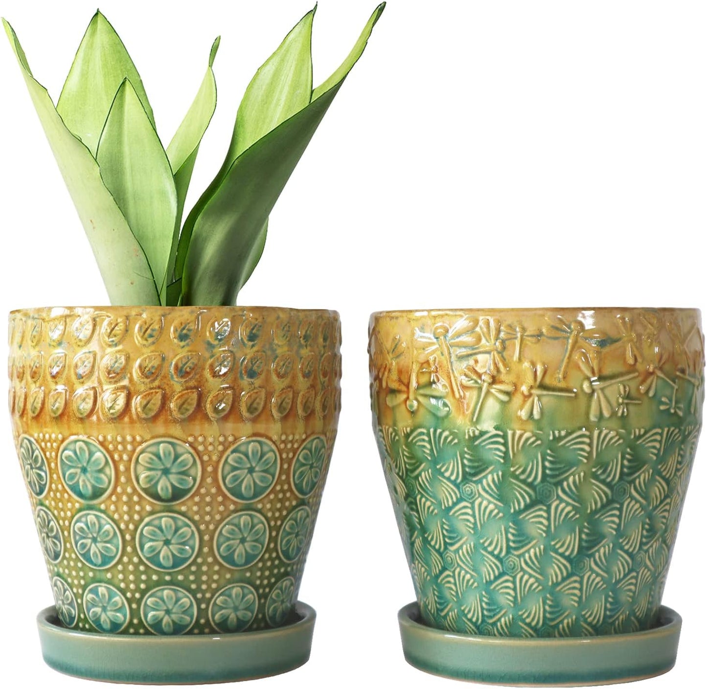 6 Inch Ceramic Planter with Drainage Hole for Indoor-Outdoor Use