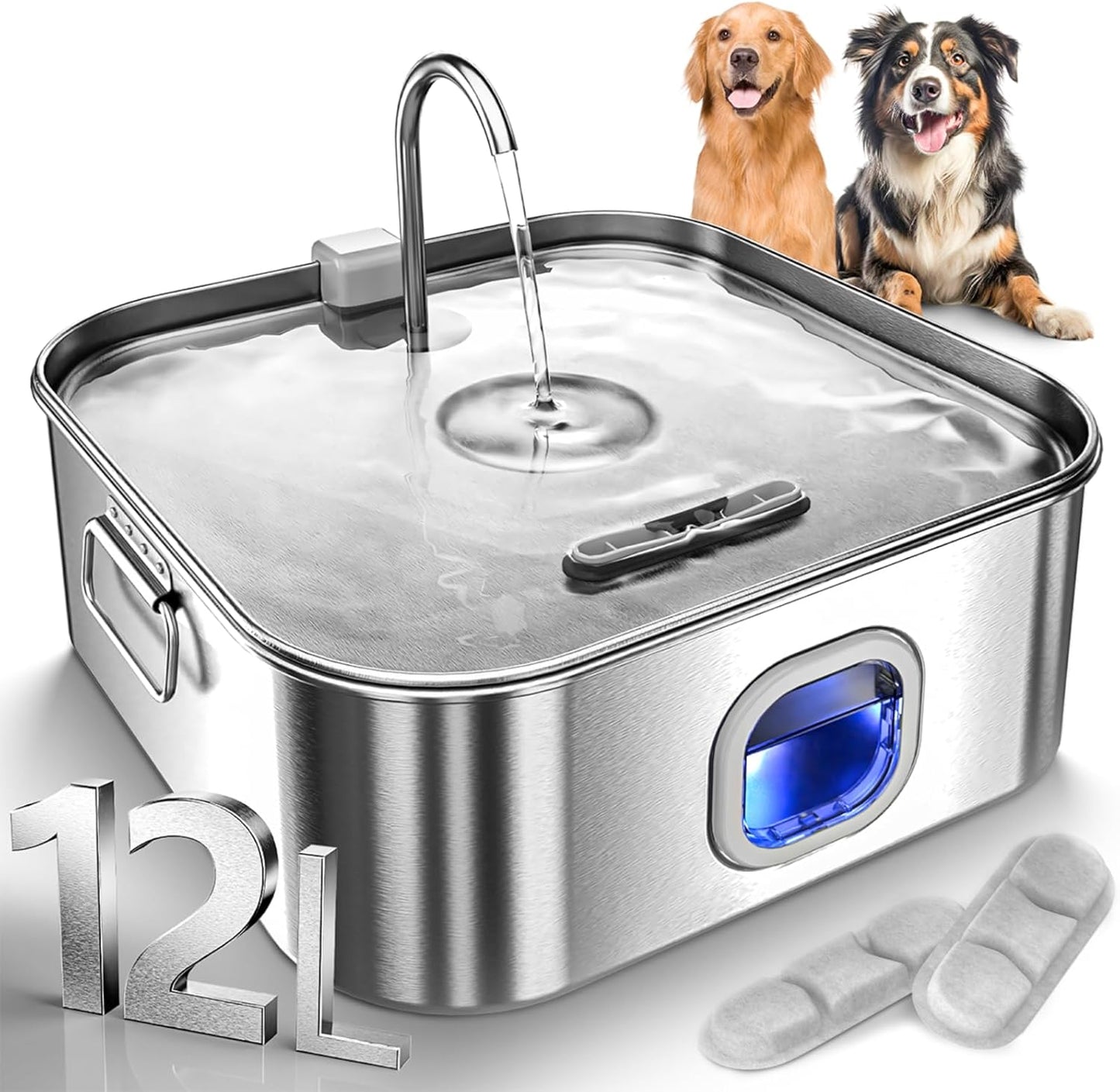 Large Pet Water Fountain with Stainless Steel Design for Dogs