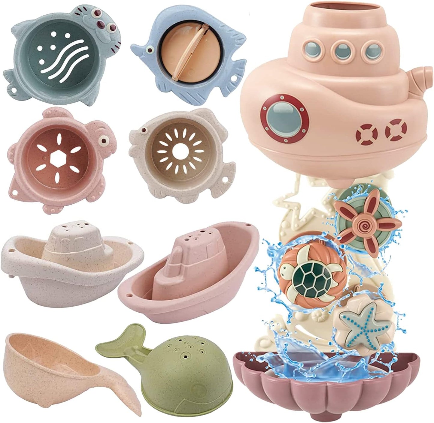 9PCS Mold-Free Toddler Bath Toys Set
