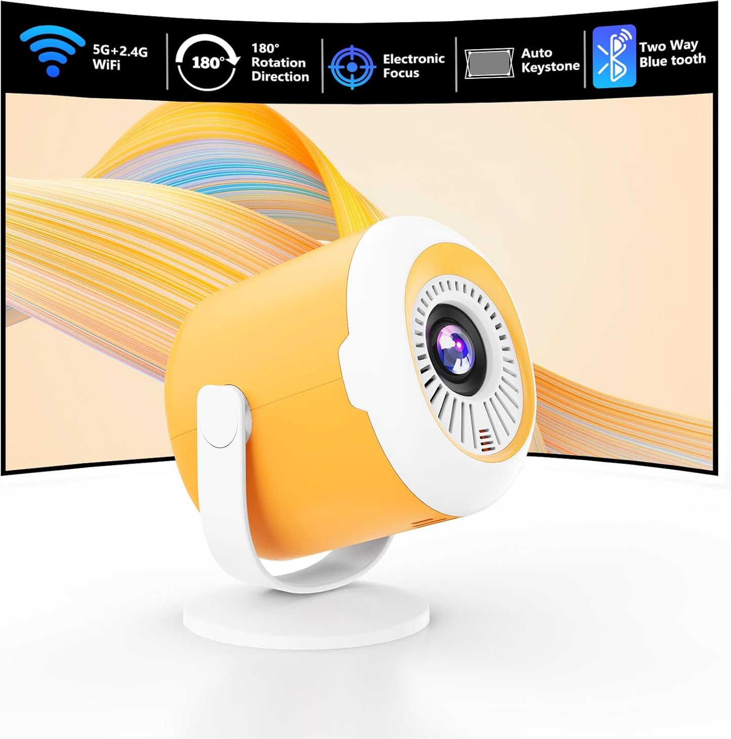 Portable Mini Projector with WiFi and Bluetooth for Home Use
