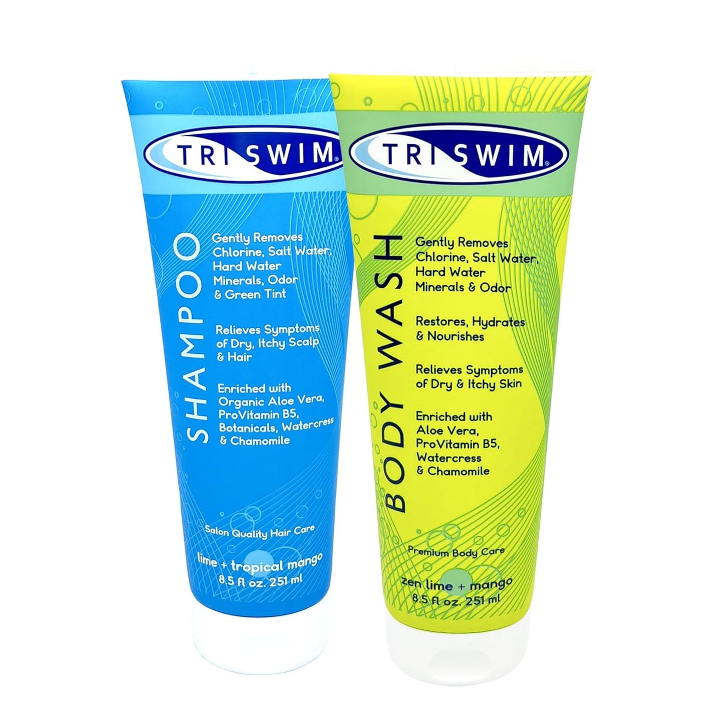 TRISWIM Chlorine Removal Body Wash & Shampoo Set for Swimmers