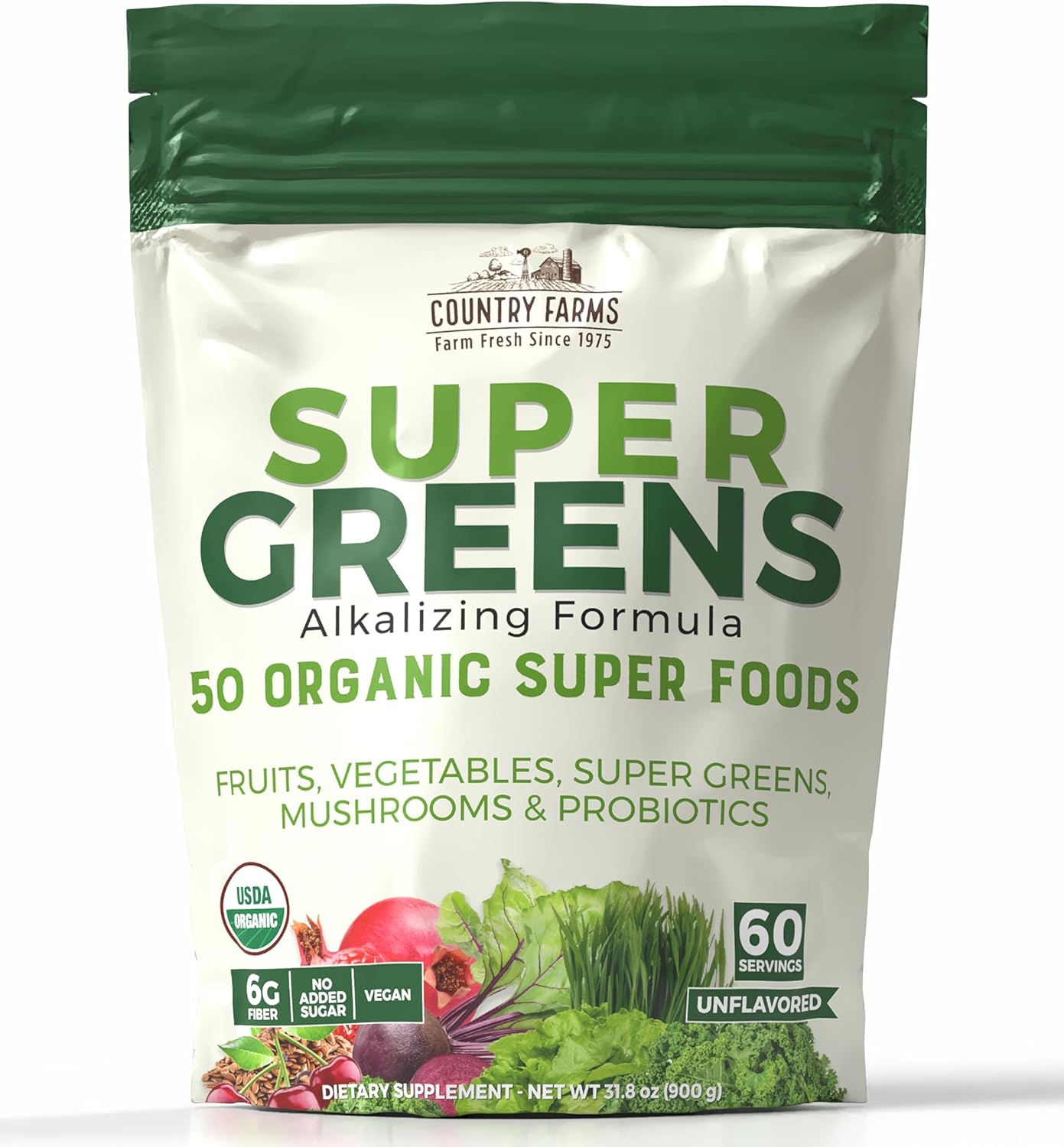 Country Farms Super Greens Drink Mix for Natural Energy Boost