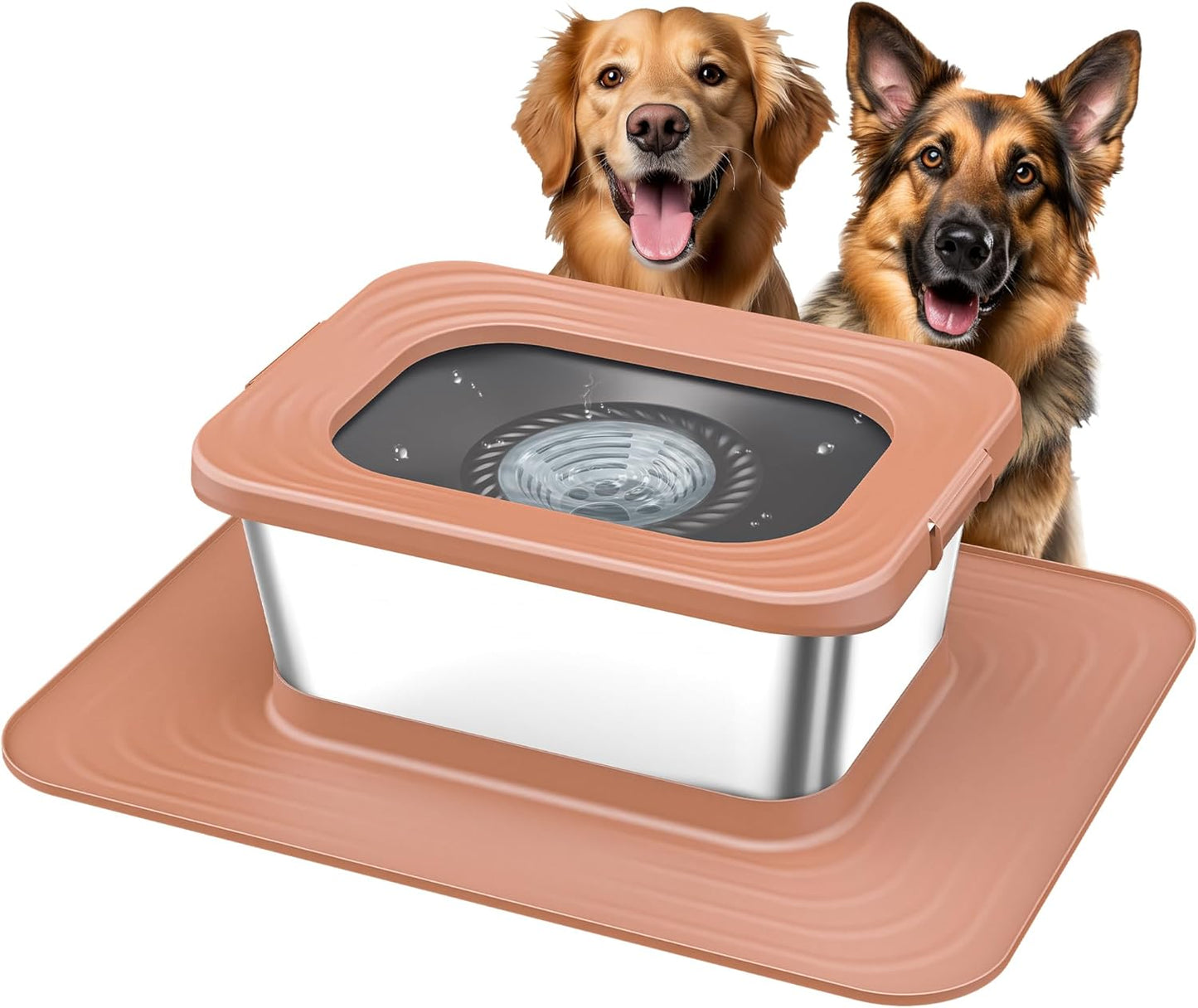 Decflow 10L Stainless Steel Dog Water Bowl with Anti-Splash Mat