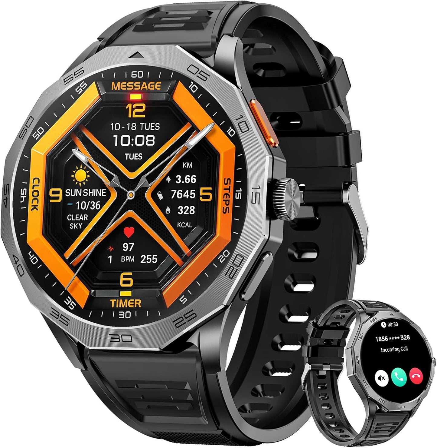 Military Smart Watch for Men with 1.85 Inch HD Touch Screen