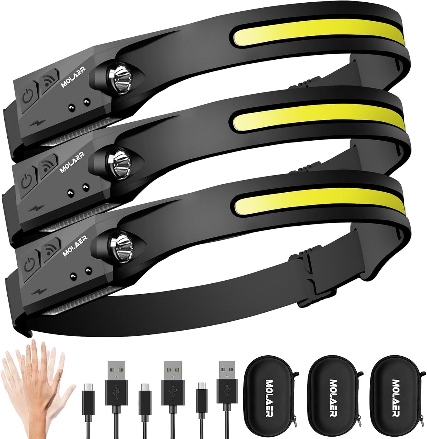 230 Wide Beam Rechargeable Headlamp with Motion Sensor Features