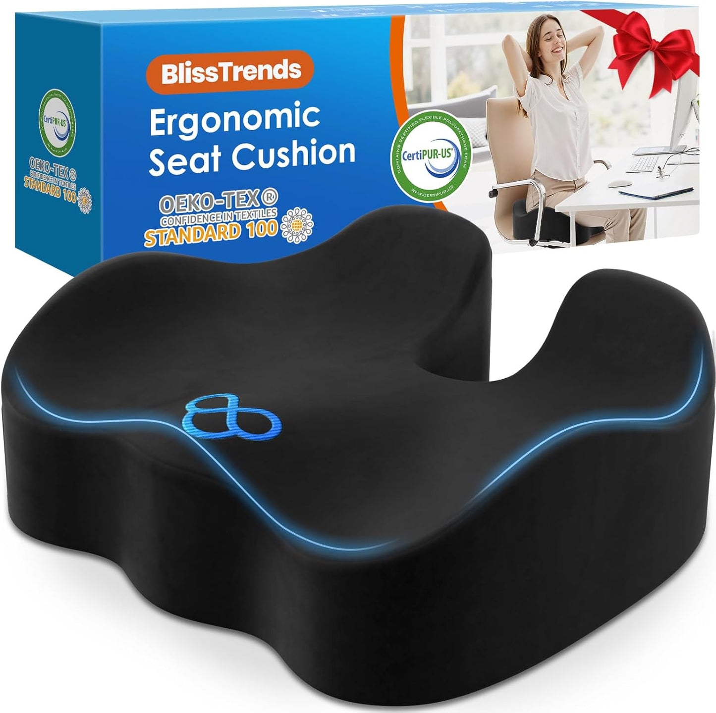 BlissTrends Seat Cushion for Office Chair and Car Seat Comfort