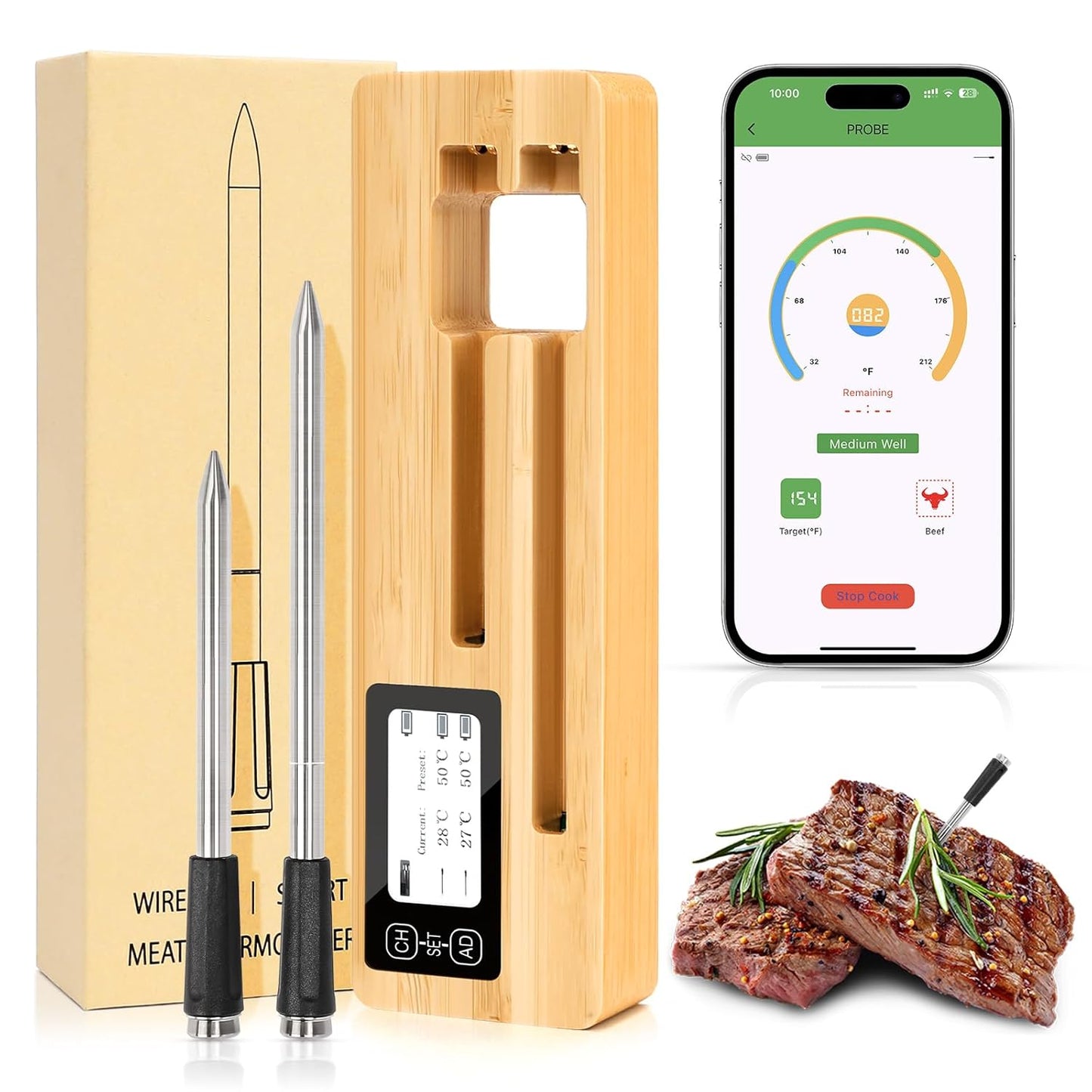 QuliMetal Bluetooth Meat Thermometer - 600Ft Range