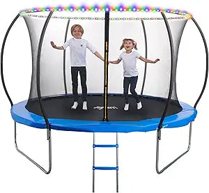 JoyBerri Trampoline with LED Lights for Kids and Adults Fun