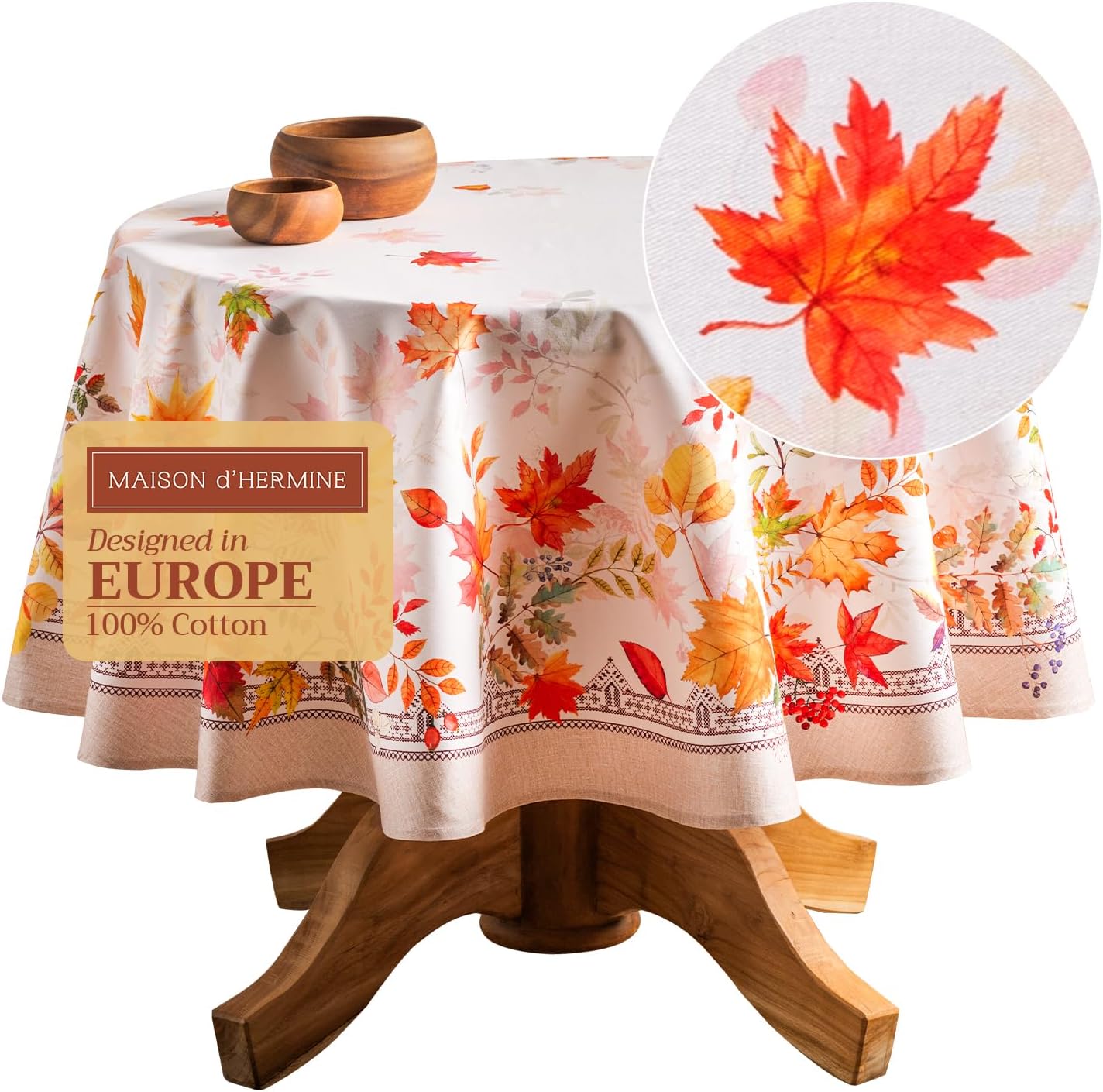 Maison d' Hermine 69 Inch Round Cotton Tablecloth for Dining