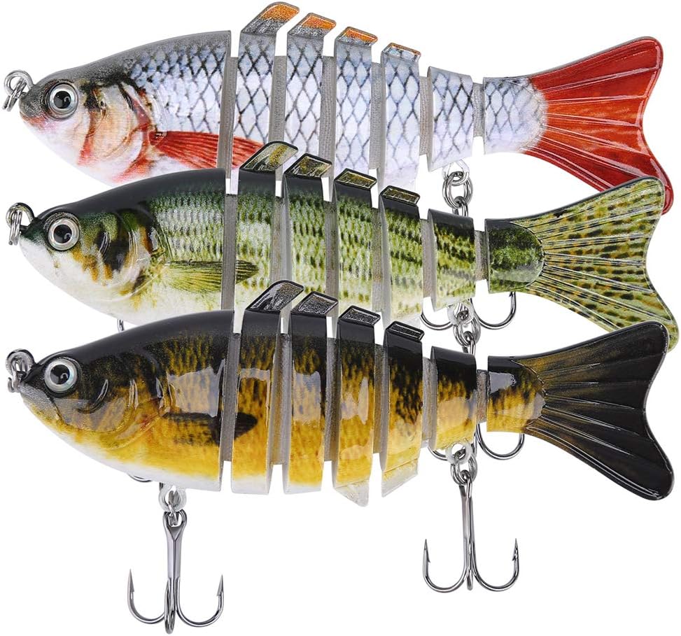 Realistic Multi-Jointed Bass Lures - 3 Pack
